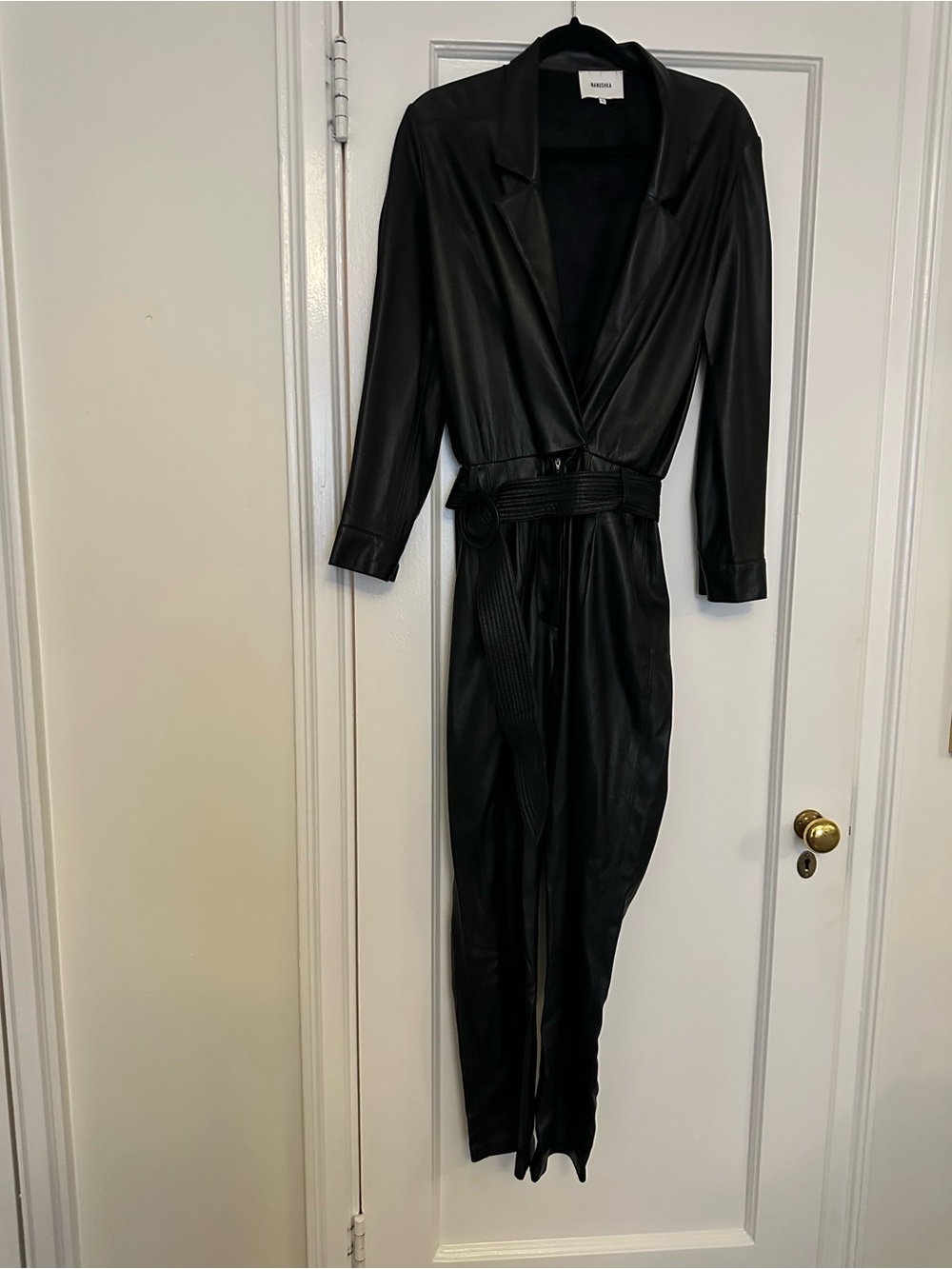 Nanushka Black Faux-Leather Blazer Jumpsuit